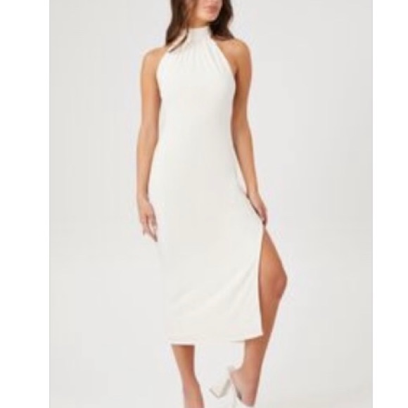 Forever 21 - halter midi slit dress, ivory, S, BRAND NEW UNWORN - Picture 1 of 1